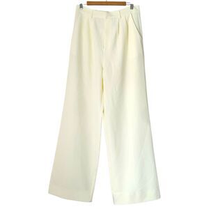 We Are Sundays Trouser Pants Wide Leg Women L Ivory Cream Pleated Old Money Work